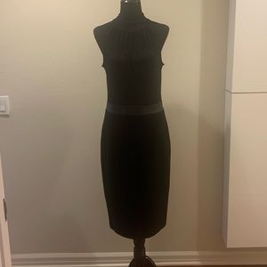 Michael KORS Collection black sleeveless and leather dress
